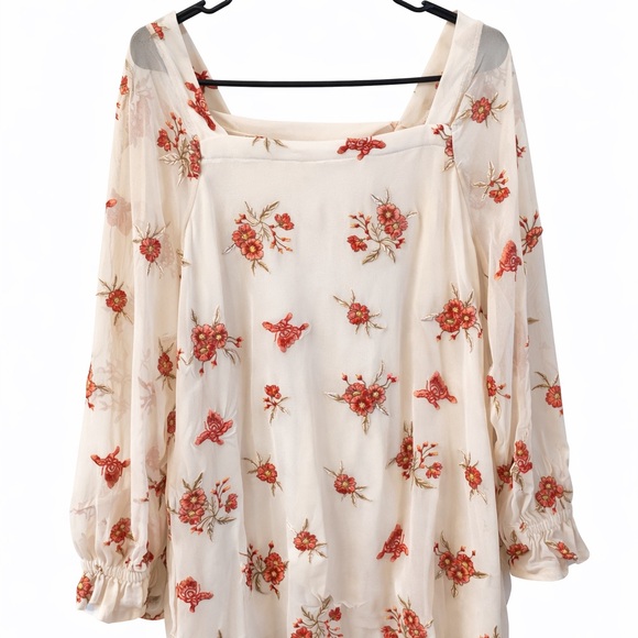 Skye’s The Limit Embroidered Sheer Blouse Medium Romantic Floral Top - Picture 2 of 6